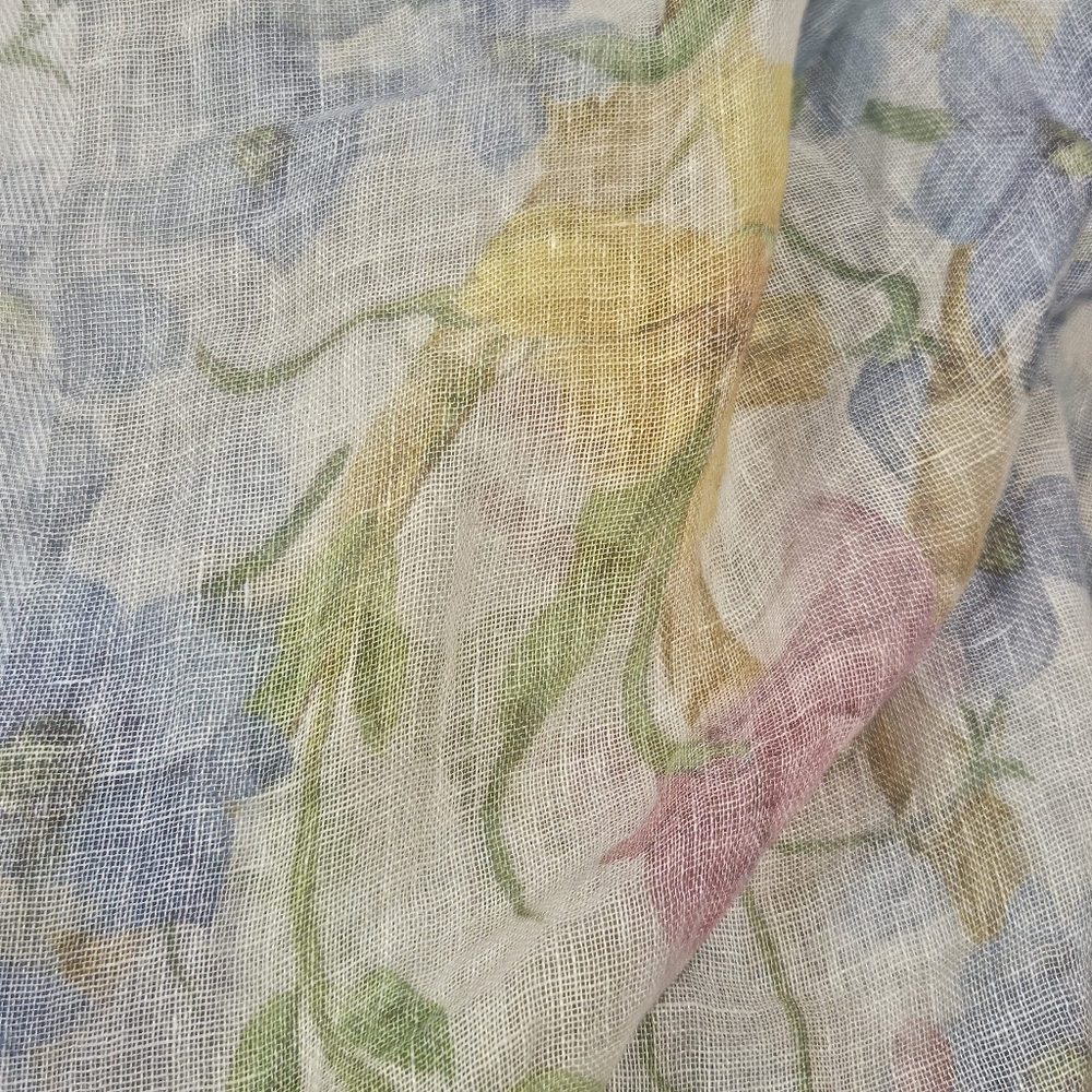 Shirt & Sport srl 100% Linen Floral Rectagular Scarf 75" x 22" Made In Italy - Picture 6 of 7